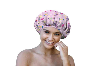 Microfiber Lined Shower Cap - Pink Dogs - THIS IS FOR YOUR BATH