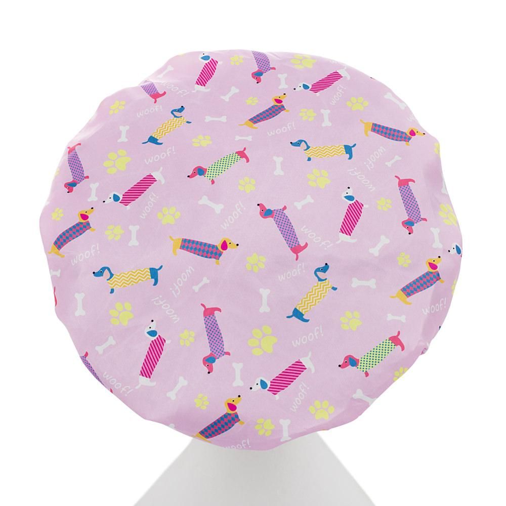 Microfiber Lined Shower Cap - Pink Dogs - THIS IS FOR YOUR BATH