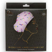 Load image into Gallery viewer, Microfiber Lined Shower Cap - Pink Dogs - THIS IS FOR YOUR BATH
